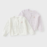 Dave&Bella Kids Girls Summer Sweet Light Purple/White Soft Cotton Lightweight Cardigans