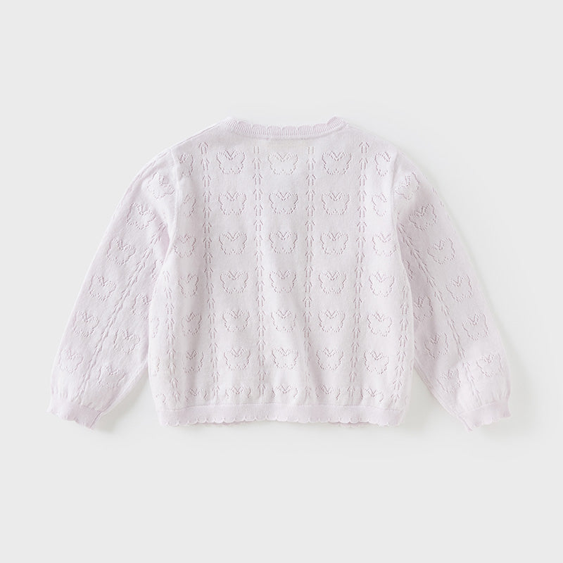 Dave&Bella Kids Girls Summer Sweet Light Purple/White Soft Cotton Lightweight Cardigans