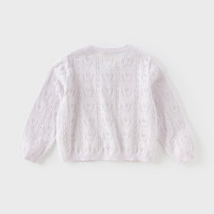 Dave&Bella Kids Girls Summer Sweet Light Purple/White Soft Cotton Lightweight Cardigans