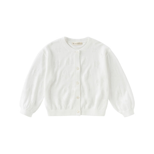 Dave&Bella Kids Girls Summer Elegant White Long-sleeveD Cardigans