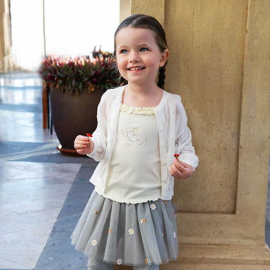 Dave&Bella Kids Girls Summer Elegant White Long-sleeveD Cardigans