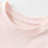 Dave&Bella Toddler Girls Summer Versatile Pink/Beige Comfortable T-shirt Tops
