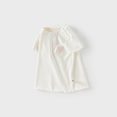 Dave&Bella Toddler Girls Summer Versatile Pink/Beige Comfortable T-shirt Tops