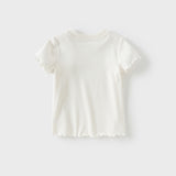Dave&Bella Toddler Girls Summer Versatile Pink/Beige Comfortable T-shirt Tops