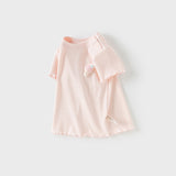 Dave&Bella Toddler Girls Summer Versatile Pink/Beige Comfortable T-shirt Tops