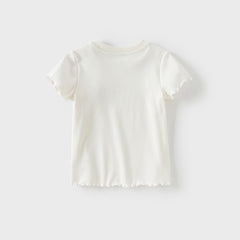 Dave&Bella Toddler Girls Summer Versatile Pink/Beige Comfortable T-shirt Tops