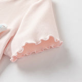 Dave&Bella Toddler Girls Summer Versatile Pink/Beige Comfortable T-shirt Tops