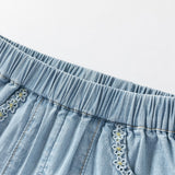 Dave&Bella Toddler Girls Summer Casual Denim Blue Breathable Cotton Lightweight Jeans