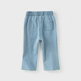 Dave&Bella Toddler Girls Summer Casual Denim Blue Breathable Cotton Lightweight Jeans