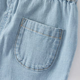 Dave&Bella Toddler Girls Summer Casual Denim Blue Breathable Cotton Lightweight Jeans
