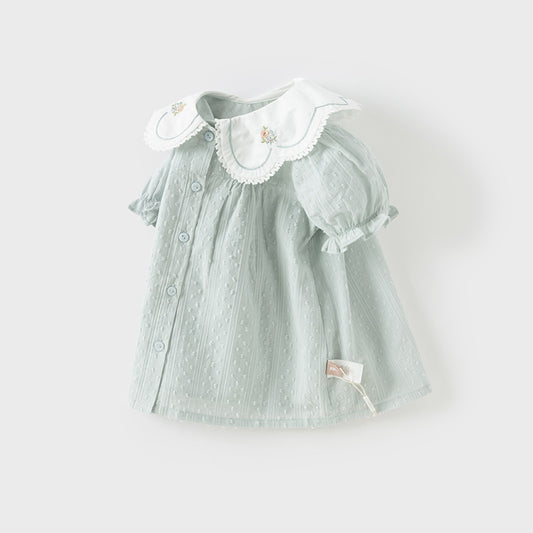 Dave&Bella Girls Summer Pure Cotton Grey Green Cute T-shirt Top