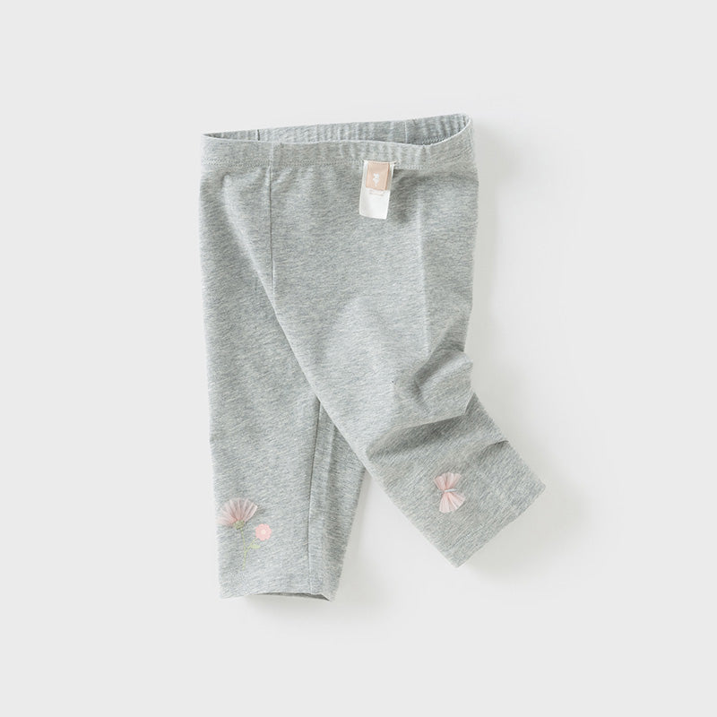 Dave&Bella Toddler Girls Summer Breathable Cotton Grey/Beige Versatile Leggings
