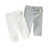 Dave&Bella Toddler Girls Summer Breathable Cotton Grey/Beige Versatile Leggings