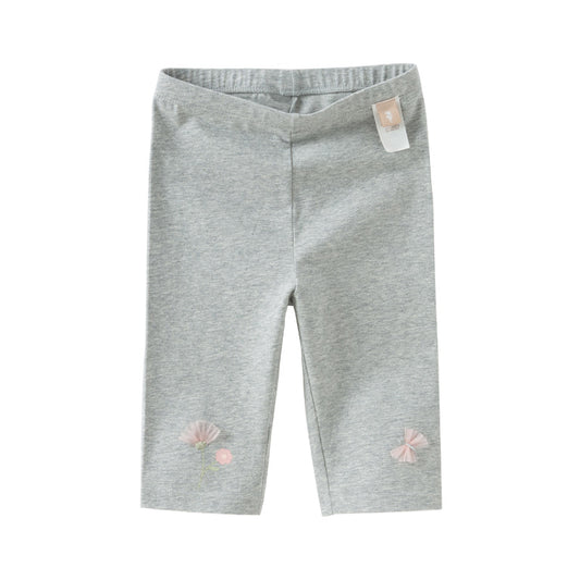 Dave&Bella Toddler Girls Summer Breathable Cotton Grey/Beige Versatile Leggings