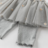 Dave&Bella Toddler Girls Summer Floral Embroidered Mesh Skirt-style Pants