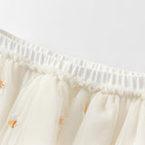 Dave&Bella Toddler Girls Summer Floral Embroidered Mesh Skirt-style Pants