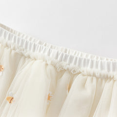 Dave&Bella Toddler Girls Summer Floral Embroidered Mesh Skirt-style Pants
