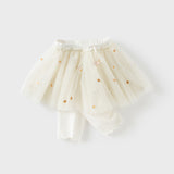 Dave&Bella Toddler Girls Summer Floral Embroidered Mesh Skirt-style Pants