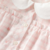 Dave&Bella Toddler Girls Summer Cotton Pink White Plaid Leisure T-shirts
