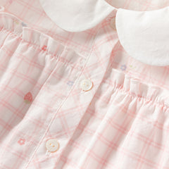 Dave&Bella Girls Summer Cotton Pink White Plaid Leisure T-shirt