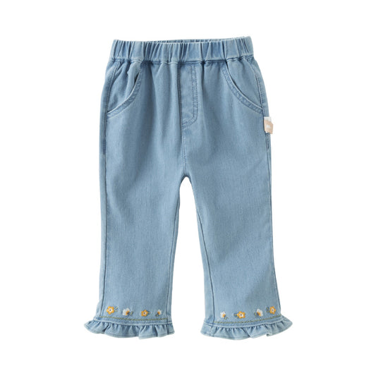 Dave&Bella Toddler Girls Summer Fashion Denim Blue Loose Jeans