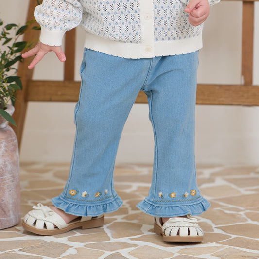 Dave&Bella Toddler Girls Summer Fashion Denim Blue Loose Jeans