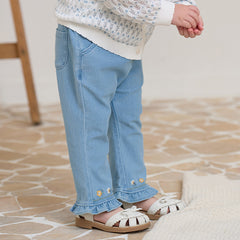 Dave&Bella Toddler Girls Summer Fashion Denim Blue Loose Jeans