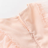 Dave&Bella Girls Summer Flowers Embroidery Flutter Sleeve Pink Mesh Dress