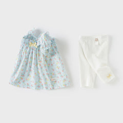 Dave&Bella Girls Summer Cotton Cherry Print T-shirt Seven-Point Short Pant Set