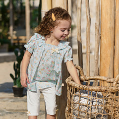 Dave&Bella Girls Summer Cotton Cherry Print T-shirt Seven-Point Short Pant Set