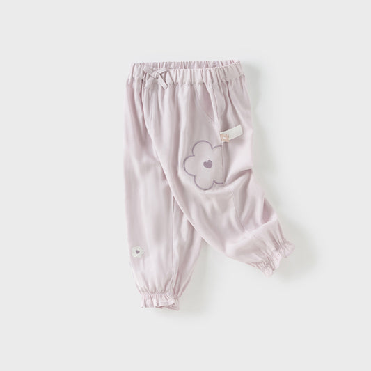 Dave&Bella Toddler Girls Summer Grey Purple Lightweight Mosquito Proof Pants