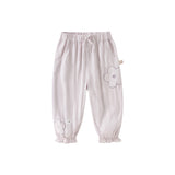 Dave&Bella Toddler Girls Summer Grey Purple Lightweight Mosquito Proof Pants