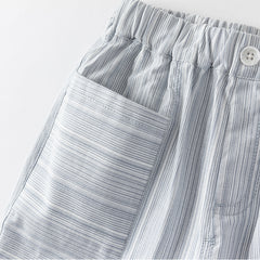 Dave&Bella Toddler Boys Summer White Breathable Cotton T-shirt Short Sets