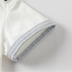 Dave&Bella Toddler Boys Summer White Breathable Cotton T-shirt Short Sets