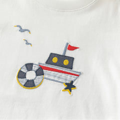 Dave&Bella Toddler Boys Summer White Breathable Cotton T-shirt Short Sets