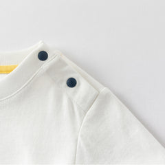 Dave&Bella Toddler Boys Summer White Breathable Cotton T-shirt Short Sets