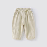 Dave&Bella Toddler Boys Summer Khaki Casual Cotton Adjustable-waistband Pants