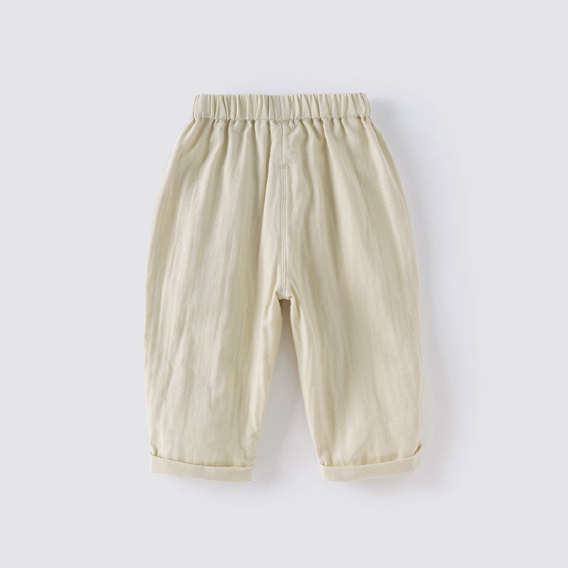 Dave&Bella Toddler Boys Summer Khaki Casual Cotton Adjustable-waistband Pants