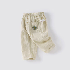 Dave&Bella Toddler Boys Summer Khaki Casual Cotton Adjustable-waistband Pants