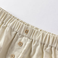 Dave&Bella Toddler Boys Summer Khaki Casual Cotton Adjustable-waistband Pants