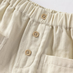 Dave&Bella Toddler Boys Summer Khaki Casual Cotton Adjustable-waistband Pants