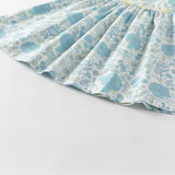 Dave&Bella Girls Summer Cotton Blue Floral Print Sweet Dress