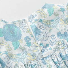 Dave&Bella Girls Summer Cotton Blue Floral Print Sweet Dress