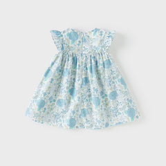 Dave&Bella Girls Summer Cotton Blue Floral Print Sweet Dress