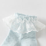 Dave&Bella Children Girls Summer Beige/Light Blue Lightweight Mesh Princess Short Socks
