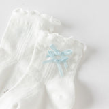 Dave&Bella Children Girls Summer Beige/Light Blue Lightweight Mesh Princess Short Socks