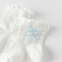 Dave&Bella Children Girls Summer Beige/Light Blue Lightweight Mesh Princess Short Socks