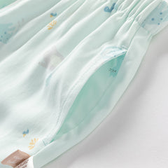 Dave&Bella Toddler Boys Summer Blue/Apricot Print Long Loose Pants