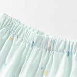 Dave&Bella Toddler Boys Summer Blue/Apricot Print Long Loose Pants
