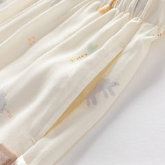 Dave&Bella Toddler Boys Summer Blue/Apricot Print Long Loose Pants